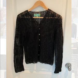 Anthropology Beth Bowley Black Crochet Cardigan S
